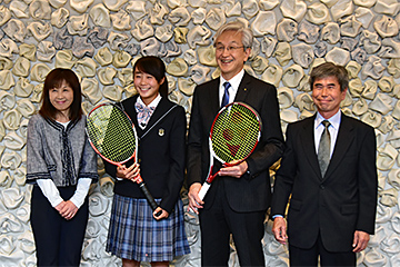 「女子テニス・内藤祐希選手が磯田市長を訪問」の画像
