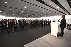 「新年度始めの式での髙見副市長あいさつ」の画像