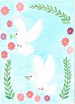 「青空に羽ばたく白い鳩」の画像