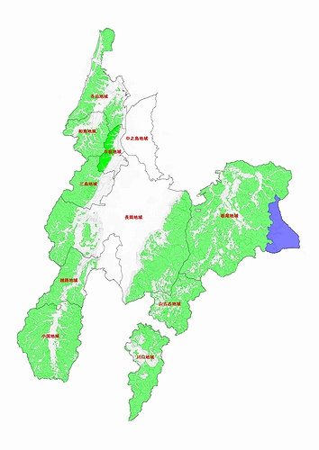 「民有林（緑色）国有林（青色）」の画像
